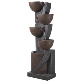 VEVOR 49.6 Inch Outdoor Water Fountain 5 Tier Jar Shaped Cascading Waterfall LED Light Pump Garden Patio Decor