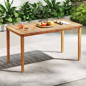 Rectangular Outdoor Dining Table Acacia Wood Seats 4–6 People Patio Garden Table