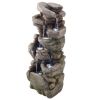 VEVOR 39 Inch Outdoor Water Fountain 7 Tier Rock Shaped Cascading Waterfall LED Light Pump Garden Patio Decor