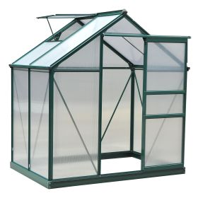 6 x 4 FT Polycarbonate Outdoor Greenhouse with Rain Gutter and Roof Vent