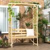 Patio Garden Wooden Bench Outdoor Seating for Climbing Vines Natural Wood