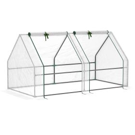 Portable Mini Greenhouse Outdoor Garden Plant Shelter with Zipper Doors and PE Cover