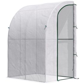 5' x 4' x 7' Outdoor Lean to Greenhouse, Walk-In Green House Plant Nursery with Roll-up Window