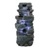 40.5 Inch Rock Water Fountain 6 Tier Outdoor Waterfall Fountain LED Lights Garden Decor