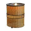 16.9" Indoor Rattan Water Fountain with LED Light – Round Floor Zen Fountain for Home, Living Room, Yoga Room, Office & Porch Decor