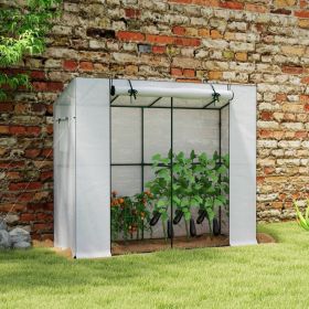 Walk-in Portable Small Greenhouse with UV-resistant PE Cover, 6.6' x 2.5' x 5.6' White