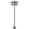 72" triple head solar powered outdoor lamp post light, vintage street style for backyard, garden, pathway, and driveway lighting.