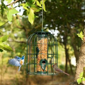 Squirrel Proof Caged Tube Bird Feeder Outdoor Metal Seed Guard Deterrent