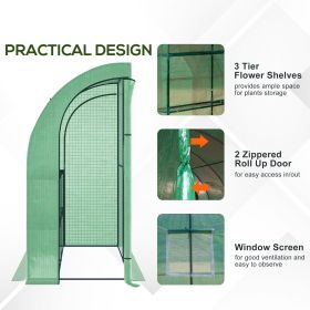 7 x 3 x 7 FT Lean To Walk In Greenhouse with Roll Up Doors