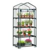 4-Tier Mini Greenhouse with Clear PVC Cover and Roll-Up Zipper Door, Removable Shelves,