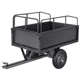 VEVOR 17 Cu Ft Garden Utility Trailer 600 lb Tow Behind Steel Dump Cart with 16 Inch Tires and Foot Pedal
