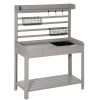 Garden Potting Bench Table Grey with Metal Sieve Screen & Removable Sink