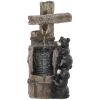 22.8 Inch 3-Tier Resin Bears on Log Outdoor Water Fountain Waterfall Fountain with LED Lights and Pump Garden Decor