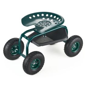 VEVOR Rolling Garden Cart Swivel Seat with Storage Basket Heavy Duty 300 lb Capacity
