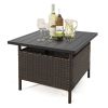 Patio Square Wicker Side Table with Umbrella Hole Outdoor Coffee Table