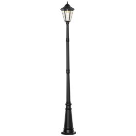 Outsunny 8 FT Solar Lamp Post Light Waterproof Aluminum Motion Sensor PIR Automatic Outdoor Vintage Street Lamp Garden Lawn Pathway