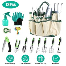 13 Piece Aluminum Garden Tool Set with Garden Bag