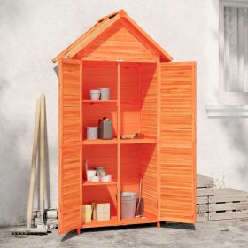 Brown Solid Pine Wood Garden Tool Shed 35x20.7x68.9 Inch Outdoor Storage Cabinet