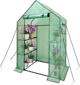 Walk In Greenhouse with Shelves 3 Tier 6 Shelf PE Cover Garden Plant Greenhouse