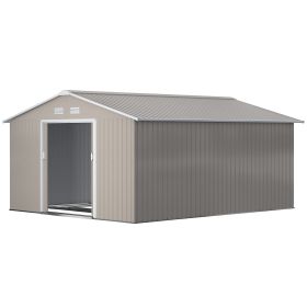 11x13 Backyard Garden Storage Shed Double Sliding Doors Ventilated Tool Shed