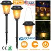 2 Pack Solar Flame Torch Lights, IP65 Waterproof Flickering Flame Stake Lamps for Garden, Pathway, Yard, and Landscape Decoration.