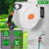 Wall Mounted Retractable Garden Hose Reel with Auto Lock and 180° Swivel