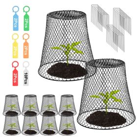 10 Pack Chicken Wire Plant Cloches Metal Garden Cages with Stakes and Labels for Plant Protection