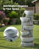 VEVOR 31.5 Inch Outdoor Water Fountain 5-Tier Bowl Shaped Cascading Waterfall Fountain with LED Light and Pump Garden Patio Decor