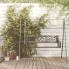 Outdoor Hanging Garden Swing Bench Black Steel Frame Patio Swing Chair