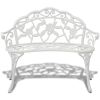 39.4 Inch White Cast Aluminum Garden Bench Cast Iron Style Durable Outdoor Patio Bench