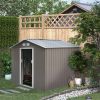 9 x 6 FT Metal Storage Shed with Foundation and Sliding Doors