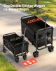 VEVOR Double Decker Collapsible Wagon Heavy Duty Folding Utility Cart with All Terrain Wheels 450 lb Capacity