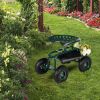 Iron Garden Rolling Work Seat Cart with Short Handle