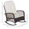 Outdoor PE Rattan Rocking Chair Wide Seat Thick Cushion Cream White