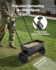 VEVOR lawn drop spreader, 50 lb capacity walk-behind push spreader with all-terrain tires.