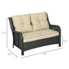 2 Seater PE Rattan Wicker Outdoor Loveseat with Cushions
