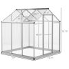 6 x 6 FT Walk In Polycarbonate Greenhouse with Roof Vent and Rain Gutter