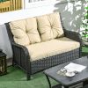 2 Seater PE Rattan Wicker Outdoor Loveseat with Cushions