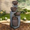 32.8 Inch 4 Tier Modern Outdoor Water Fountain LED Lighted Garden Patio Backyard Deck Decor