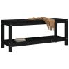Medium Black Solid Pine Wood Garden Bench Durable Outdoor Patio Seating