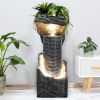 33.4-Inch High Modern Outdoor Fountain Waterfall with LED Lights Garden Patio Water Feature