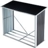 70.9 Inch Galvanized Steel Firewood Log Storage Rack with Roof