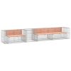 Wooden Garden Bench with Gabion Basket Steel Frame Silver