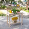 Natural Wooden Garden Potting Bench with Storage Shelf Outdoor Work Table