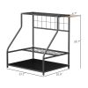 3-Tier Yard Tool Storage Rack, Garden Tool Organizer with Hooks