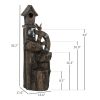 2 in 1 Resin Tree Trunk Outdoor Water Fountain with Birdhouse and LED Lights
