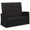 Black PE Rattan Garden Bench 2 Seater Outdoor Patio Seating