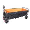 Large Capacity Folding Wagon Cart with Extra Long Extended Design Orange/Black