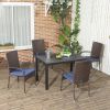 Stackable PE Rattan Outdoor Dining Chairs with Cushions Armrests Patio Wicker Chairs