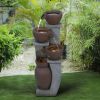 32.8 Inch 4 Tier Modern Outdoor Water Fountain LED Lighted Garden Patio Backyard Deck Decor